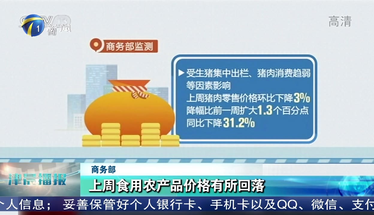 上周食用農(nóng)產(chǎn)品市場總體平穩(wěn)，零售價格有所回落